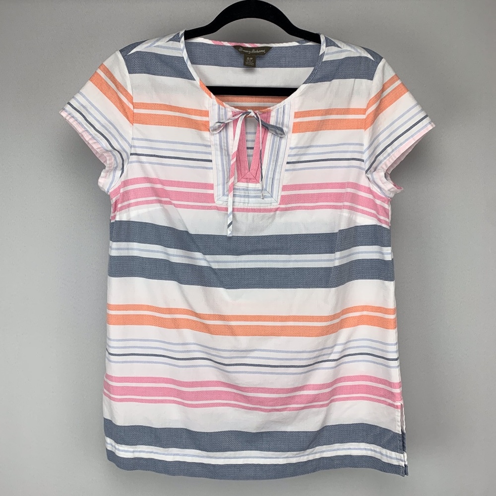 TOMMY BAHAMA 100% Cotton Striped Relaxed Lightweight Shirt Small
